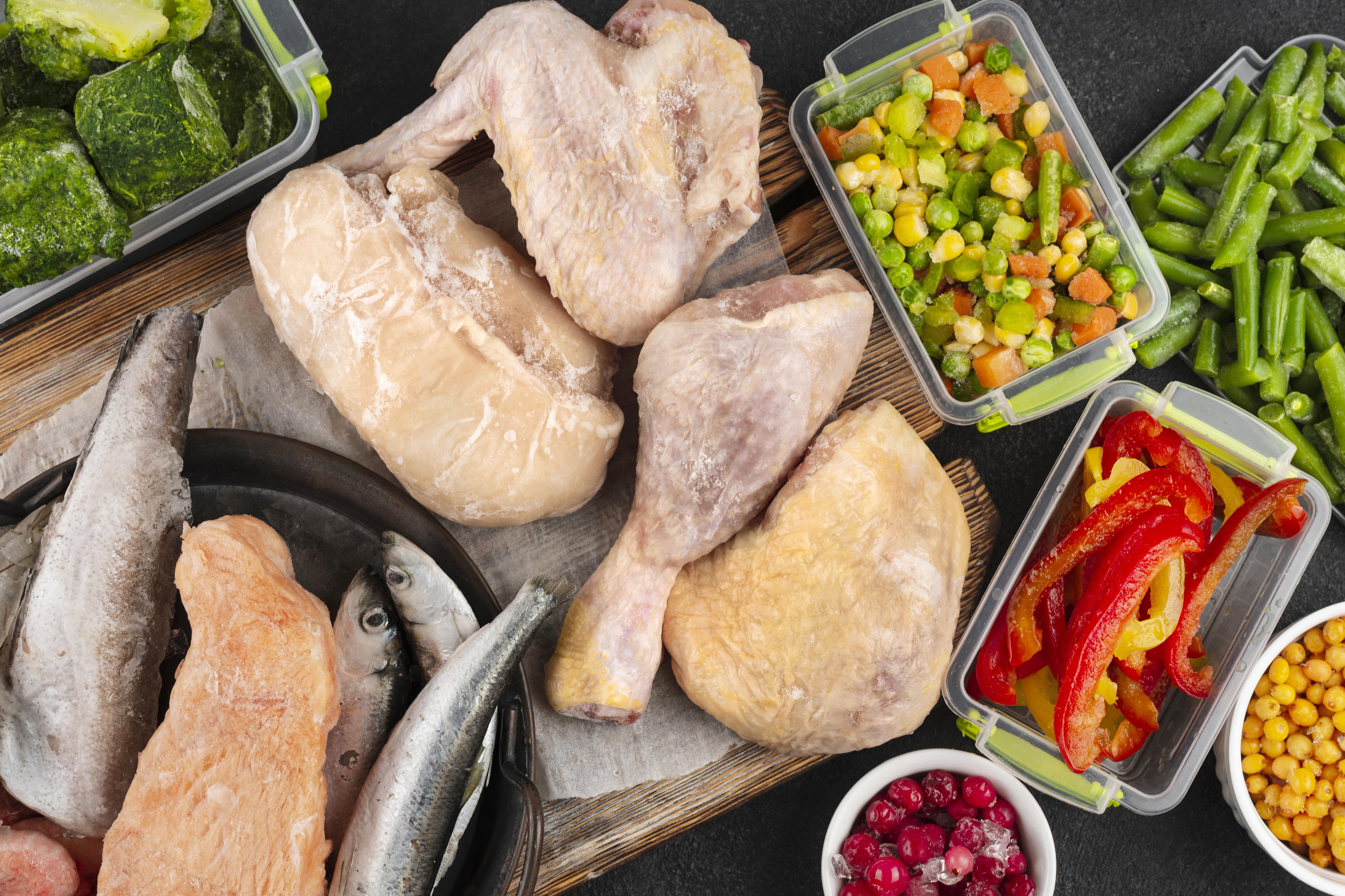 Raw Chicken Parts with Vegetables